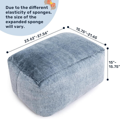 15"(H) 6.6LB HollyHOME Bean Bag Ottoman Pouf, Memory Foam Filled Footstool for Sofa, Accent Stuffed Footrest Stool