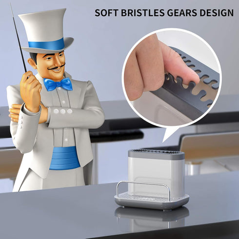 MR.SIGA Kitchen Sink Caddy, Organizer Sponge Brush Holder with Drip Tray, White & Gray