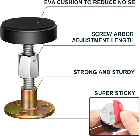 Krisler Adjustable Headboard Stoppers for Wall, Iron Bed Frame Anti-Shake Tool, Easy Install, Wall Protection, 30-64mm