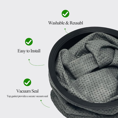 Smilefil Round Reusable Micro Cloth Filter Bags, 10QT Vacuum Bags Compatible with ProTeam Vacuums