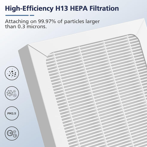2 Pack Upgraded 3-in-1 True HEPA Filter for Hamilton Beach 04383, 04384, 04386A, 04385, Replace Part#990051000