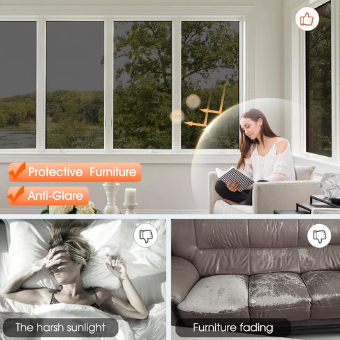 Viseeko Window Tint for Home, One Way Reflective Privacy Film, UV Sun Heat Blocking Static Cling, Silver, 17.5 x 78.7 in