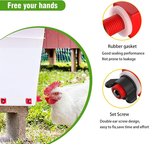 Bit(20) Horizontal Chicken Water Nipples Automatic Poultry Waterer Nipples Kit Drinker with Drill