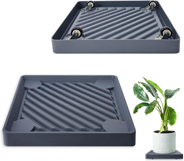 REDHUGO 2PCS Square Plant Caddy with Hidden Wheels, Heavy Duty Rolling Plant