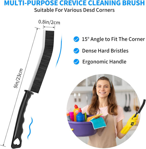 4TH Multi-Purpose Hard Bristle Crevice Cleaning Brush -Deep Reach Gap Cleaning Tool for Household Use -Versatile, Durable, Thin Brush to Clean Tight Spaces-4 Pcs, Black by 4TH