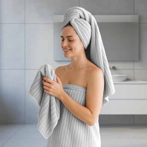 Set 6 35"x70" 100% 2 2 2 REDKISS Ultra Soft Bath Towels of Large | Microfiber, Highly Absorbent & Quick Dry | Grey