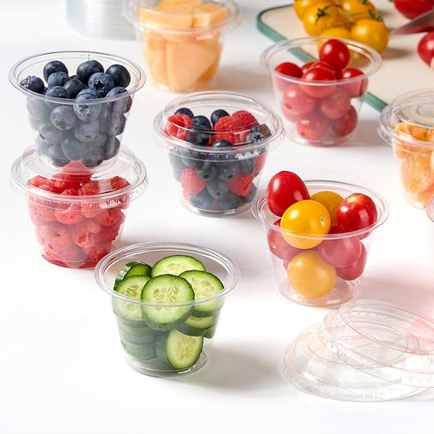 50 Pack 6 oz Plastic Dessert Cups with Lids, Small Plastic Yogurt Parfait Cups, Mini Round Party Serving Cup