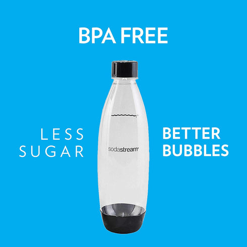 1L Pack sodastream Twin Dishwasher Safe Slim Bottle (Black)