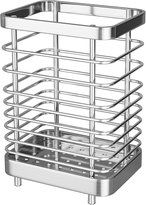 Kitchen Utensil Drying Rack - 304 Stainless Steel Drainer Basket for Flatware Storage on Kitchen Counter