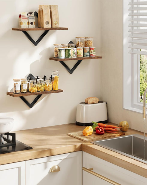 Set 3 TBJ03P3BF CHOEZON Floating Shelves for Wall, of Hanging Shelves, Wall Decor Display Shelves for Living Room
