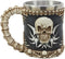 Ebros Evil Grinning Tribal Skull Mug, Beer Stein Tankard with Skulls Handle, 11 Ounces