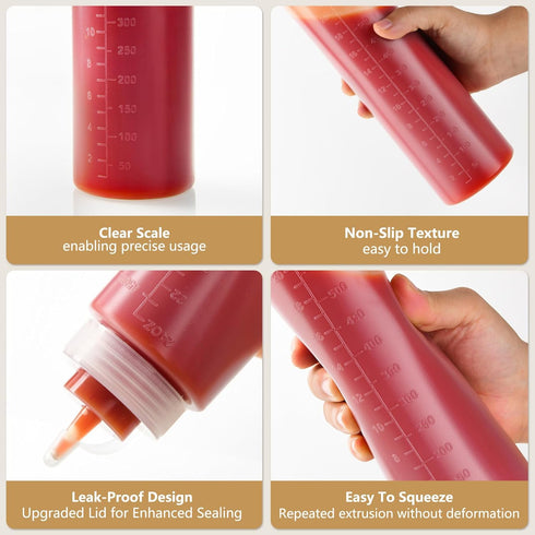 8 Pack 12 oz Plastic Squeeze Squirt Bottles with Cap Lids, Perfect for Condiments, Oil, Icing, Liquids