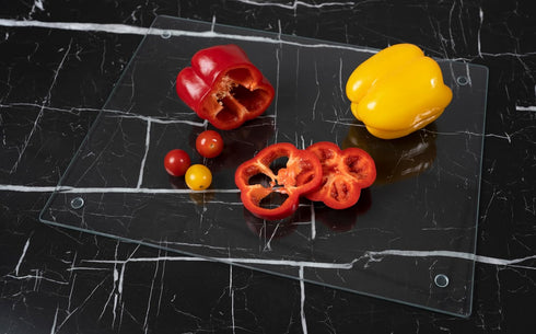 Phore Clear Tempered Glass Cutting Board, 16"x12", Dishwasher Safe, Scratch Resistant, Heat Resistant
