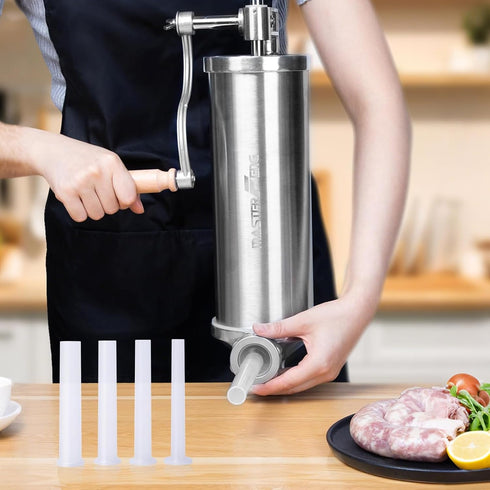 MASTER FENG 2.5 LBS Packed 4 Sausage Stuffer Vertical Stainless Steel Stuffing Maker Machine with Stuffing Funnels