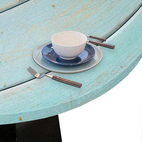 Beach Fitted Round Table Cloth, Summer Wood Starfish Outdoor Table Cover with Elastic Edge (Fit for 40"-44" Tables)