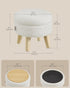 12.2 Inches, ULOM515WD01 SONGMICS Storage Ottoman, Foot Stool, Round Ottoman with Padded Seat, Foot Rest with Wood