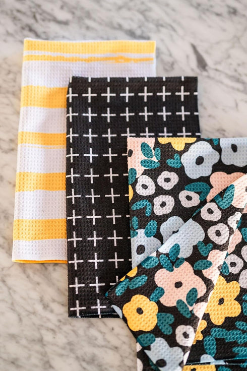 3 Pack|| || Double Sided || Not Your Ordinary Dish Towels || Waffle Weave Microfiber || Highly Absorbent || Hanging