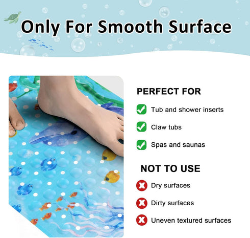 40 16 Inch Topotdor Baby Bathtub Mat Non Slip for Kids, X Cute Cartoon Bath Tub Shower Mat Anti Slip with Suction Cups