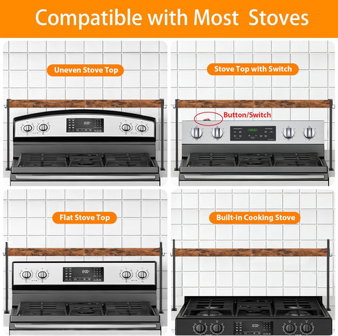 4 4 Spice Rack Shelf for Kitchen Stove, Over The Stove Shelf with Level Adjustable Height, Over Stove Spice Rack