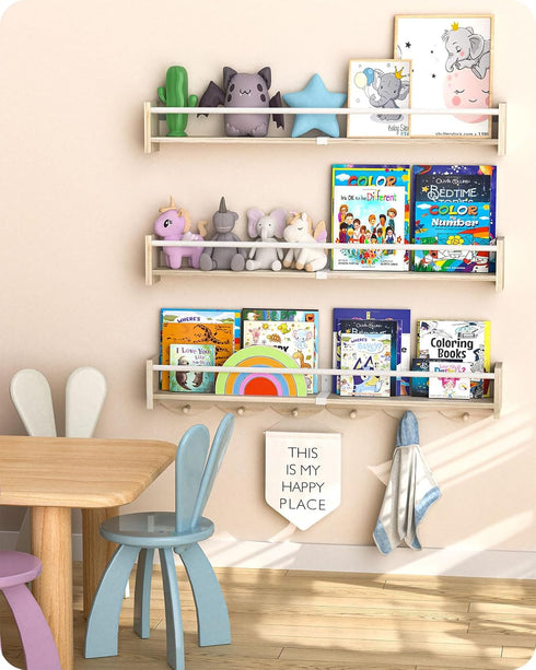 34 inchs, Set 3, Nursery Book Shelves Floating Book Shelves for Wall Nursery, Wall Mount Nursery Shelves of Perfect