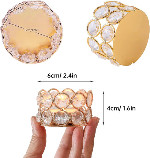 Pack 20 Home(20pcs, of Gold Crystal Tea Lamp Candlesticks Bowl Tealight Candle Holders Decoration Jewelry Votive