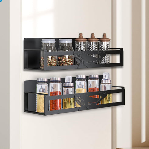 Magnetic Spice Rack for Refrigerator, 2 Pack Metal Magnetic Shelf Organizer for