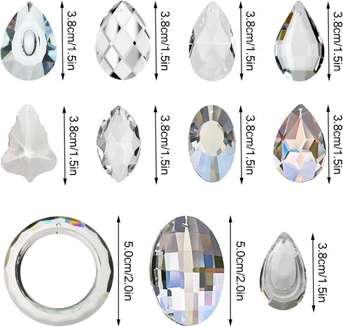 11pcs H&D Clear Crystal Chandelier Lamp Lighting Drops Pendants Balls Prisms Hanging Glass Prisms Parts Suncatcher
