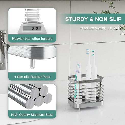 Electric Toothbrush Holder for Bathroom, Stainless Steel Organizer Storage Cup for Countertop Sink