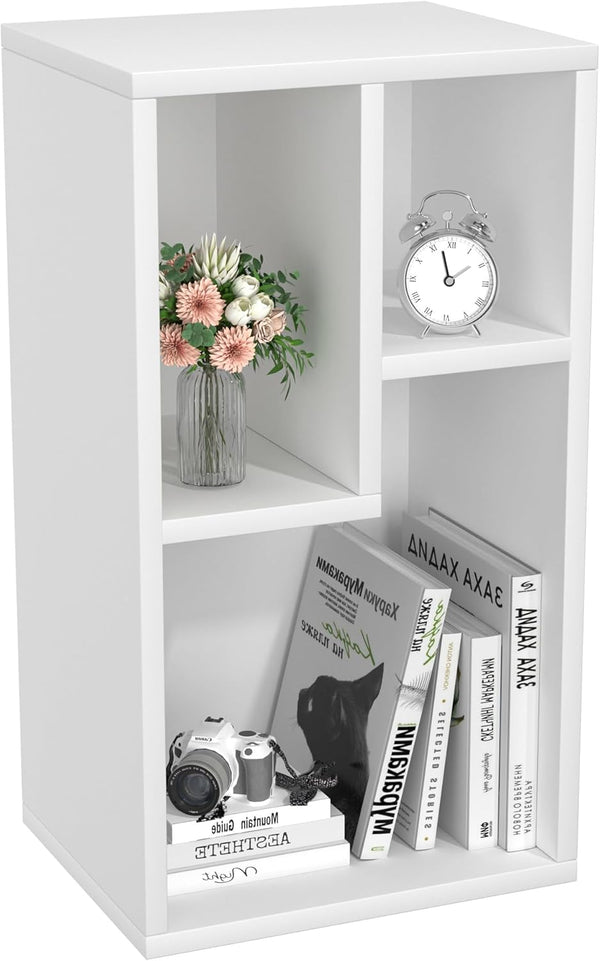 VECELO 3-Cube Bookcase, 2-Tier Customized Storage Display Shelf, Bookshelf with Height Difference