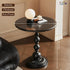 13.8" Side Table - Round Small Accent Table with Metal Base, Multifunctional Vintage Coffee Table for Living Room