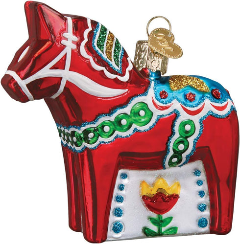 Old World Christmas Glass Blown Ornaments - Swedish Dala Horse for Christmas Tree