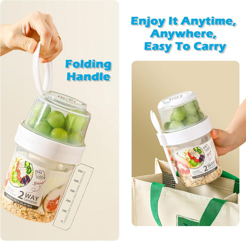 daasigwaa Jar(Pink,29.5oz) Breakfast On The Go Cups, Salad Cup To Go, Take And Go Yogurt Cereal Overnight Oats Snack