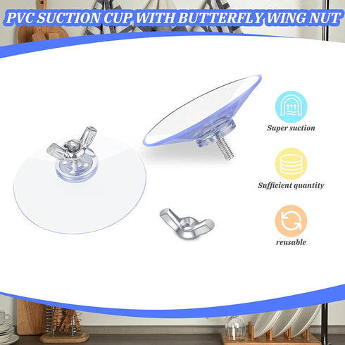 Suction Cups with Screws, 2 Inch Diameter Transparent PVC with Screw Hook, Clear Sucker for Kitchens, Offices, Bathroom