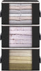 Large Storage Bags, 3 Pack Foldable Closet Organizers with Durable Handles for Blanket, Comforter, Clothing, 90L - Black