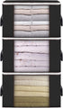 Large Storage Bags, 3 Pack Foldable Closet Organizers with Durable Handles for Blanket, Comforter, Clothing, 90L - Black