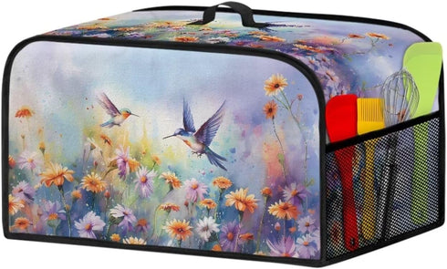 Two Hummingbirds Slow Cooker Cover, 6-8 Qt Flower Bush Dust Cover for Kitchen Small Appliance Decor