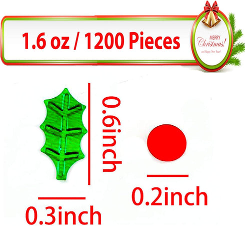 Werich 45g 1.6OZ 1200Pcs Holly Berries Confetti | Glitter Confetti Sprinkles for Xmas party Table Scatters Decoration |