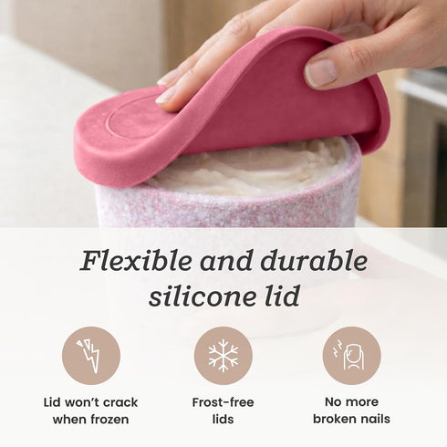 StarPack (2-Pack, 1 'Freeze The Day' Homemade Ice Cream Containers Quart) - Airtight Silicone Lids, BPA-Free Reusable