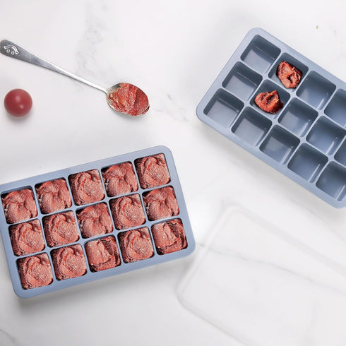 BECOKIT 2 2 Pack) Tbsp Silicone Freezer Molds - Perfect for Storing Garlic, Herbs, Ginger, Pesto, Tomato Paste, Lemon