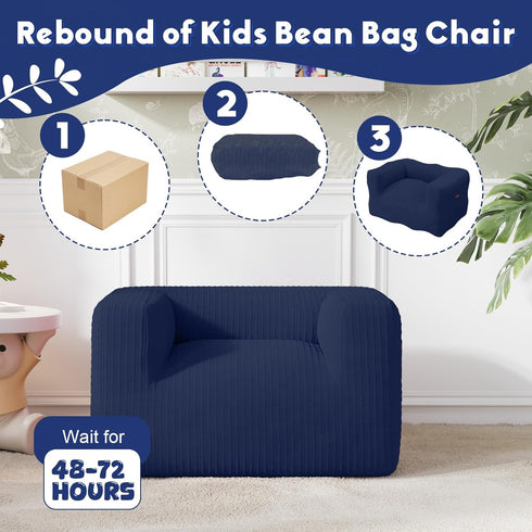 COMAX Bean Bag Chair for Kids, Stuffed Toddler Couch for Boys and Girls, Corduroy Lazy Sofa Filler with Shredded Sponge