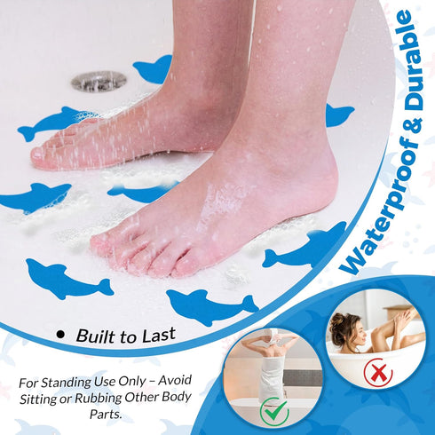 Pack 12 S&X Bathtub Non Slip Stickers,Grippy Dolphin Adhesive Treads Fine Gritty Textured Surface of Shower Floor Non