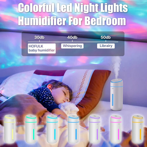 400ML Small Humidifiers for Bedroom Nightstand - USB Cool Mist Humidifier, Easy Clean Travel Mini Portable