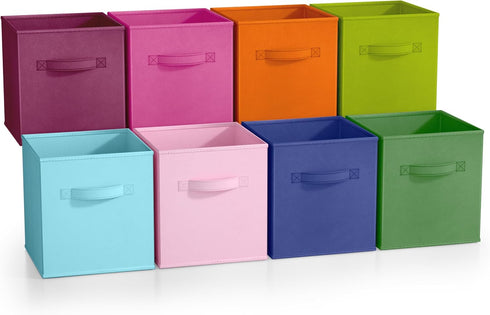 Sorbus Fabric Storage Cubes, 8 Foldable Bins for Organizing Pantry, Toy Box, 11 Inch Collapsible Cube Baskets