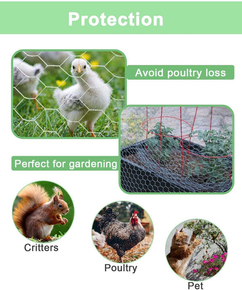 13.7" 393", 0.8 Inch vensovo Galvanized Chicken Wire Mesh Roll x Hexagonal Poultry Netting Fence for Garden, Rabbits
