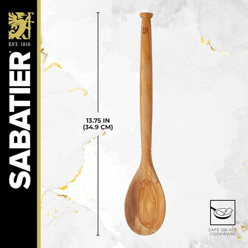 Sabatier Olivewood All-Purpose Spoon - Perfect for Stirring, Mixing, Basting, or Serving, 14-Inch