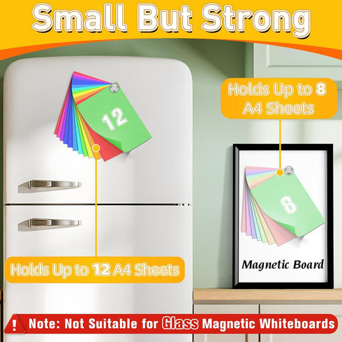 VNDUEEY Refrigerator Magnets, 16pcs Small Magnets for Fridge, Strong Magnetic Clips for Classroom Organization, Cute