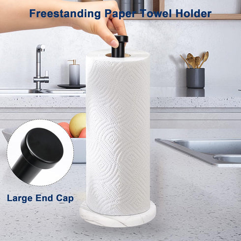 NearMoon Standing Paper Towel Holder, Kitchen Countertop Roll Holder for Standard or Jumbo-Sized with Marble Base,