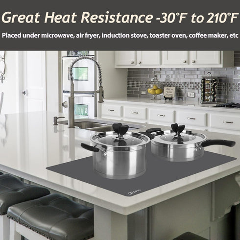 Extra Large Silicone Mat 36" x 24", Heat Resistant Kitchen Countertop Protector, Darkgrey Washable Mat