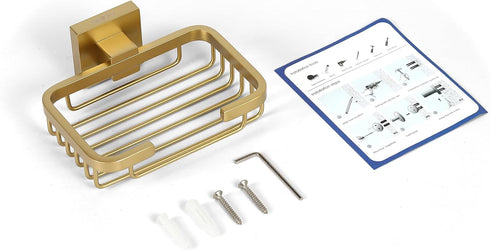 SEIDO Gold Soap Dish for Shower, 304 Stainless Steel Double-Locking Soap Holder, Wall