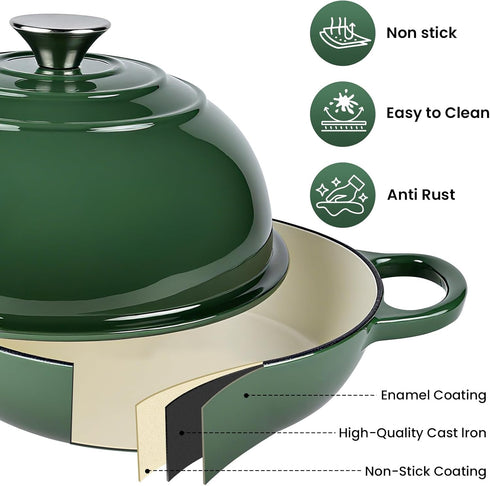 500F, 6 Dutch Oven for Bread Baking, Bread Oven, Enameled Cast Iron Dutch Oven, Bread Pot with Dome Lid, Oven Safe up
